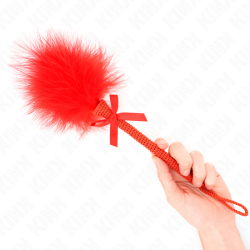 Kink - Baguette En Corde De Nylon Avec Plumes Chatouillantes Et Noeud Rouge 25 Cm